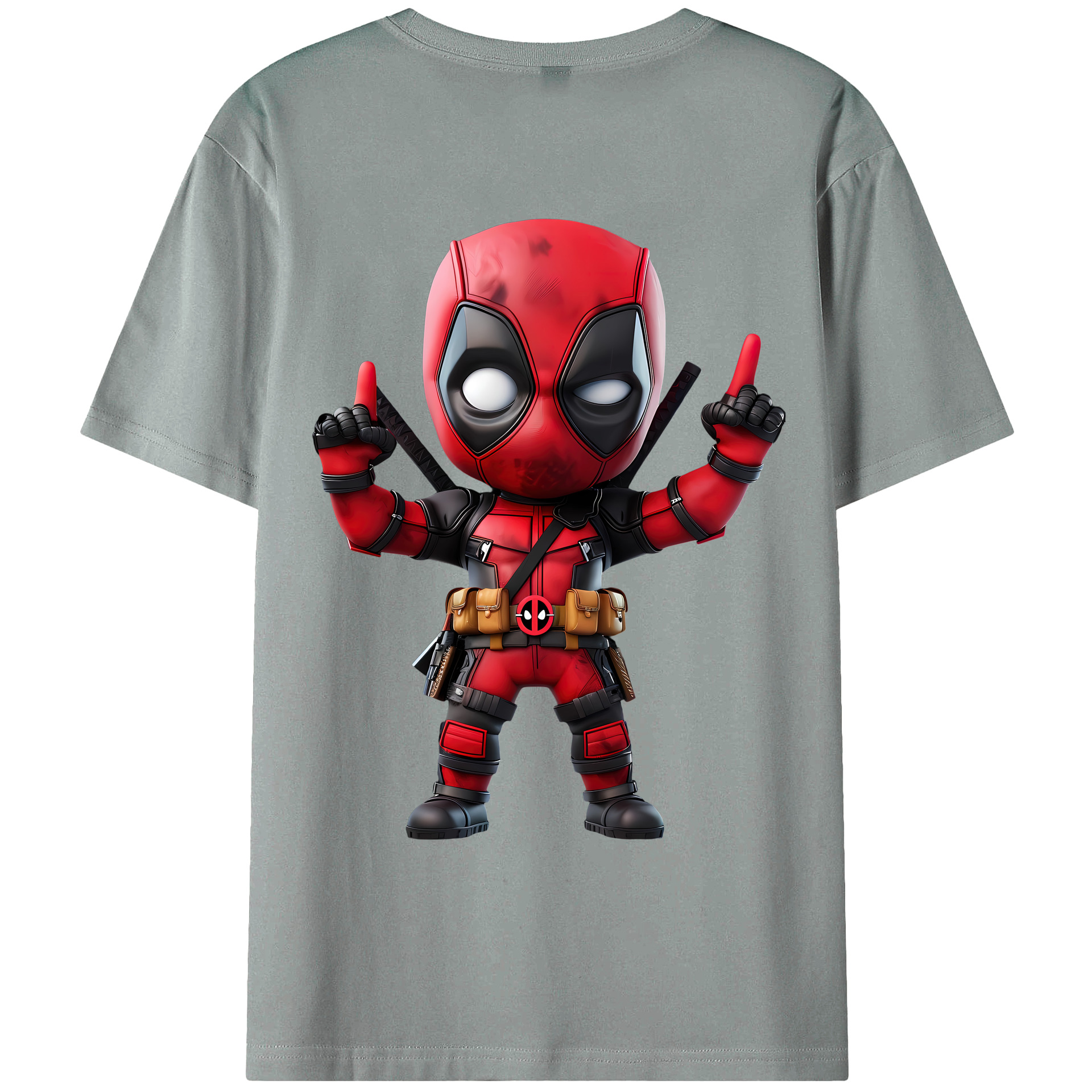 （画像用） Deadpool デッドプール 綿100％ メンズ半袖Tシャツ（バックプリント） 通気性